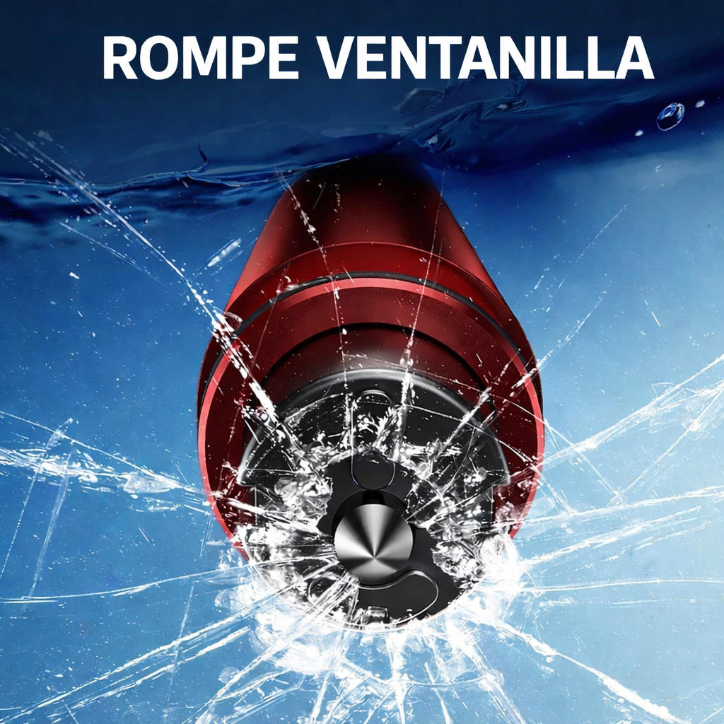 Martillo de Emergencia 2 en 1 Para Coche con Cortacinturón y Cristal de Prueba